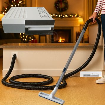 Integravac kompakt sentralstøvsuger med feieluke og flexislange - Ferdig til bruk!